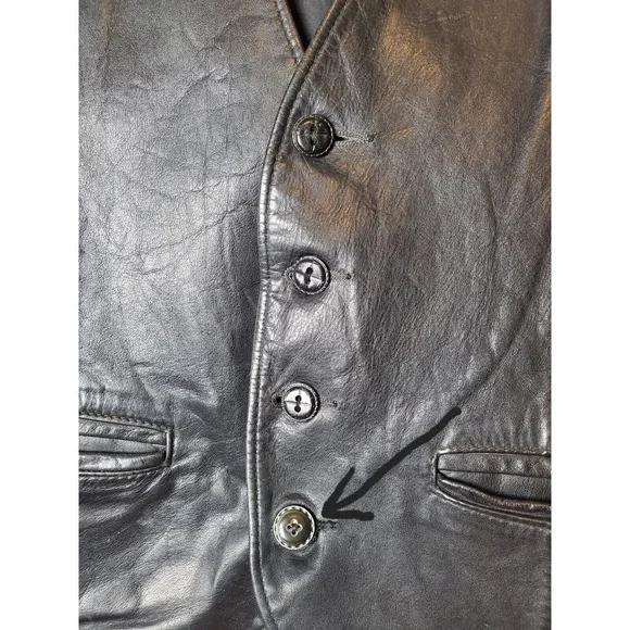 Vintage Schott NYC Sportswear XL Extra Large‎ Black Leather Biker Vest Made USA